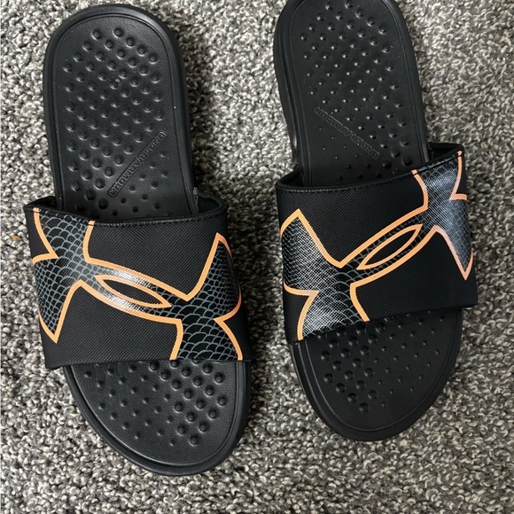 Under Armour Black and Orange Slide Sandals - Picture 3 of 4